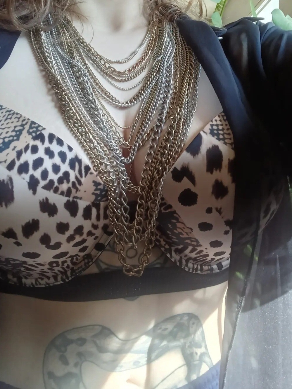 Multi-Row Gold and Silver Layered Necklace - Picture 3 of 3